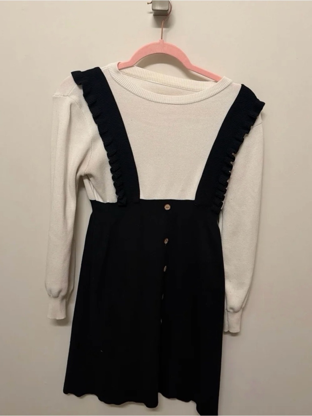 Black & White Pinafore-Style Knit Dress